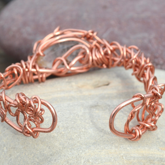 Herkimer Diamond Quartz Copper Healing Bracelet - Picture 4 of 8